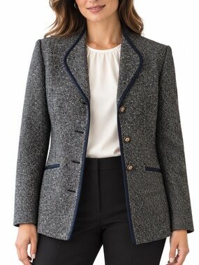 Vintage Simon Chang Dark Brown Blazer with Black Trim